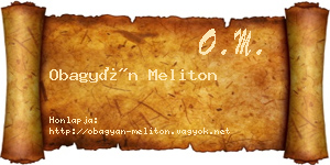 Obagyán Meliton névjegykártya